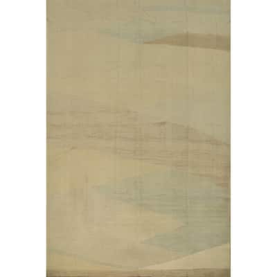 Hand Woven Oriental 100% Wool Carpet Southwestern Modern Beige & Ivories Kilim Area Rug - 11' 9'' X 9' 0''