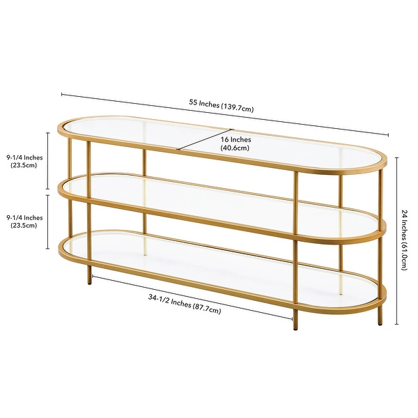 Leif 55 Oval TV Stand Aged Steel