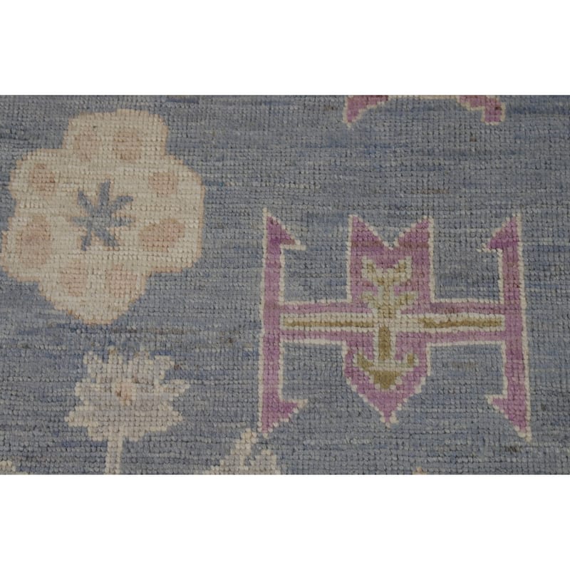 Oushak Turkish Area Rug Hand-Knotted Vegetable Dye Blue Wool Carpet - 9'3" x 11'11"