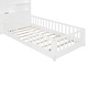 preview thumbnail 8 of 37, Wooden Floor Platform Bed with House Shape Storage Wingback Headboard, House Bed with USB, Window and Bedside Drawers