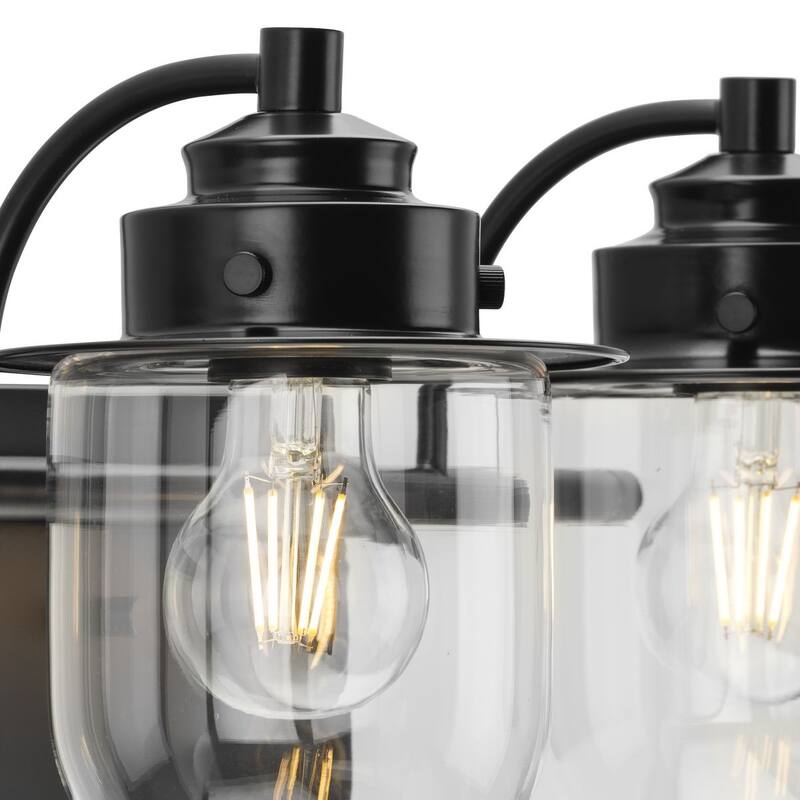 Northlake Collection Three-Light Matte Black Clear Glass Transitional Bath Light - 24 in x 7.5 in x 8 in