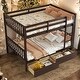 preview thumbnail 9 of 20, Elegance Full over Full Wood Bunk Bed with Convertible into 2 Full Beds with 2 Drawers, Ladder and Safety Guardrails Espresso