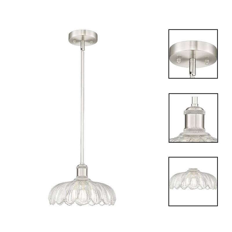 10.4” Hanging lighting brushed nicke bedroom light fixture glass, metal pendant light