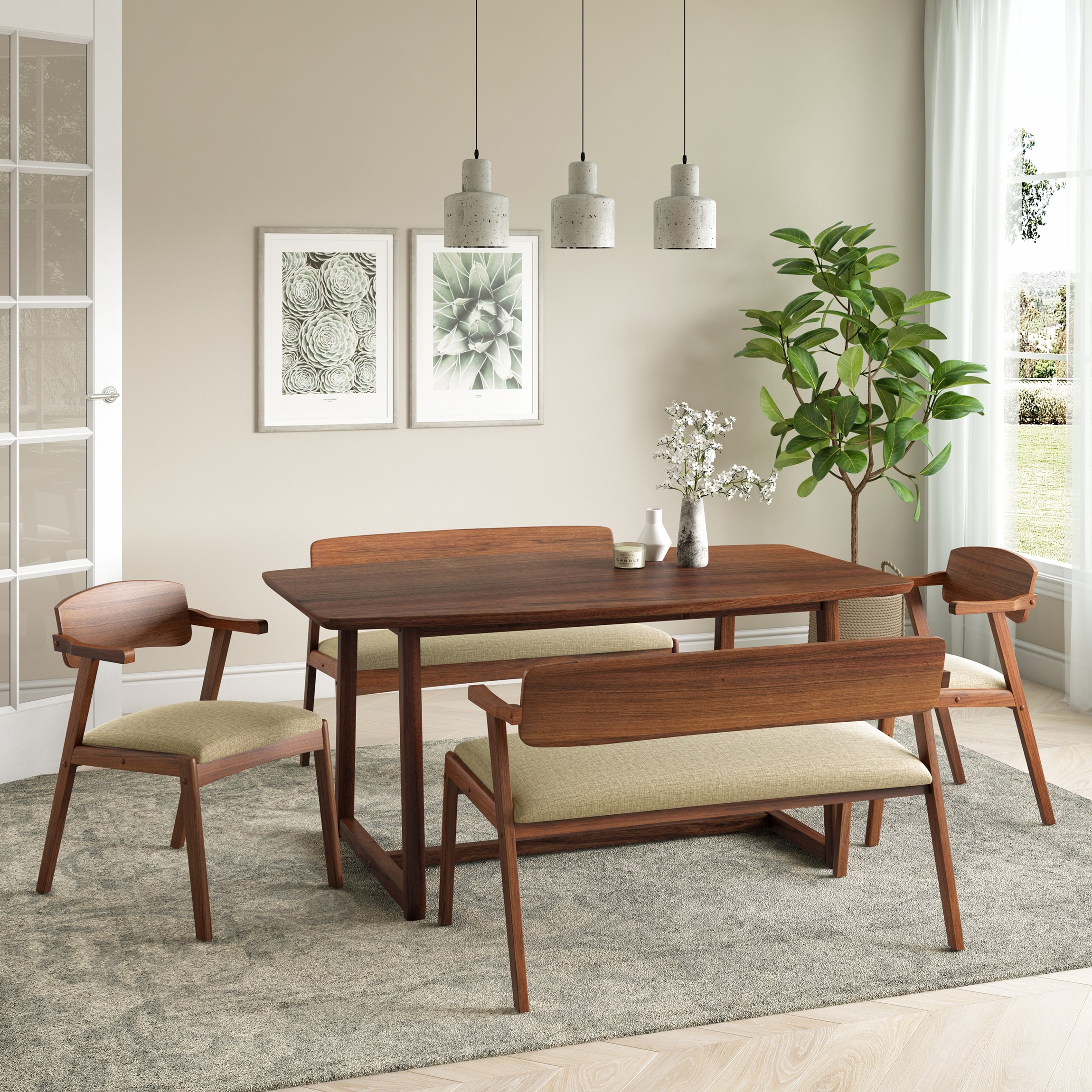 Carson carrington comiskey espresso finish arm dining bench 2025 with back
