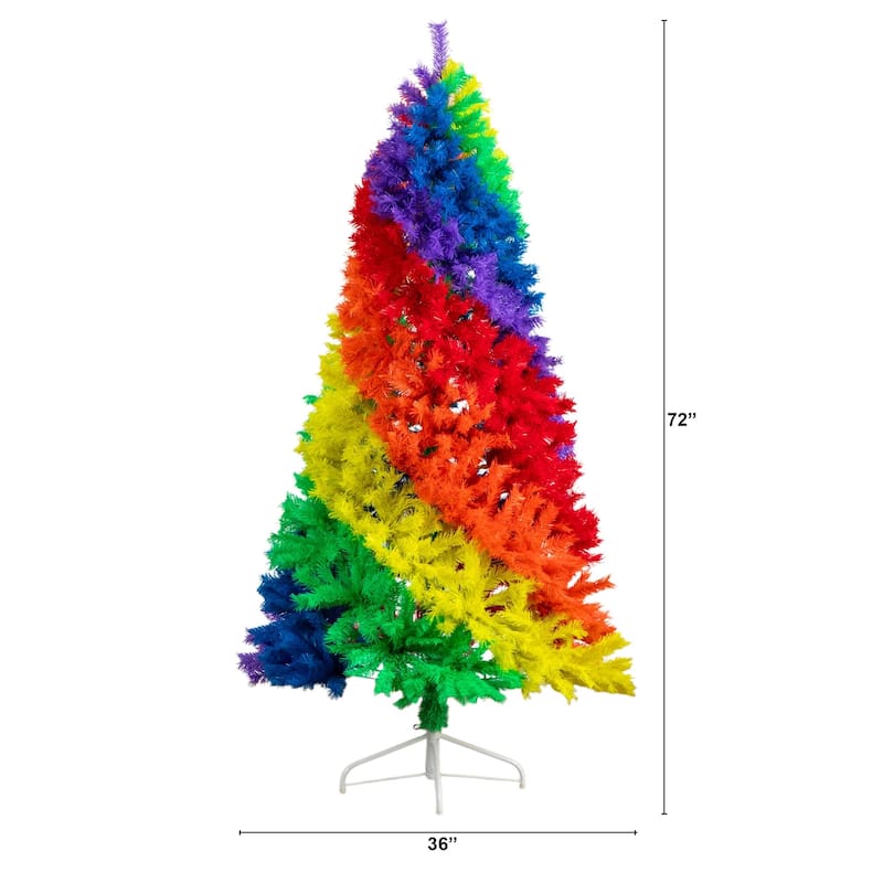 Rainbow Artificial Christmas Tree - 6' - Multicolor - Unlit