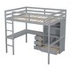 preview thumbnail 10 of 24, Full Size Loft Wood Bed with Desk
