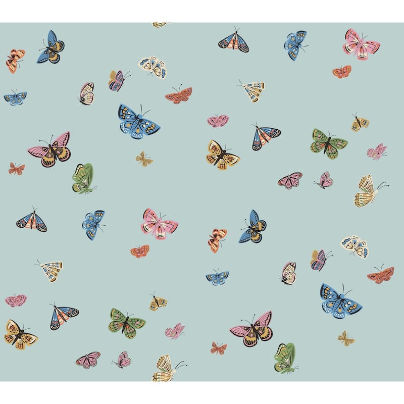 Rifle Paper Co. Butterfly House Light Blue Peel and Stick Wallpaper