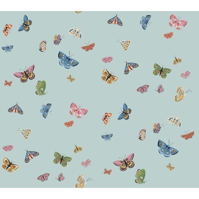 Rifle Paper Co. Butterfly House Light Blue Peel and Stick Wallpaper