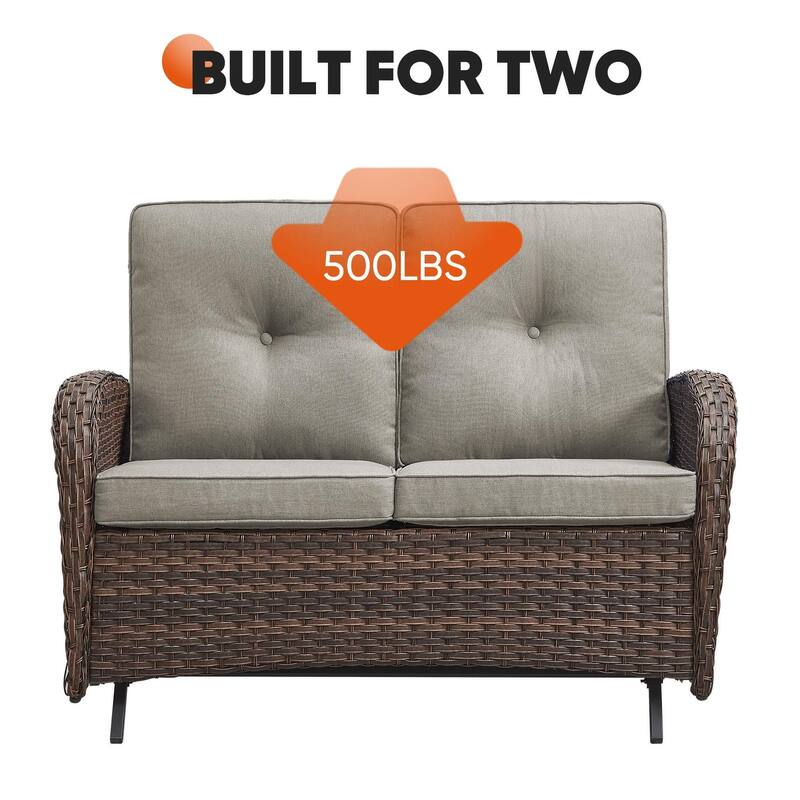 Gymojoy Outdoor Glider Rocking Sofa Patio Swivel Chair