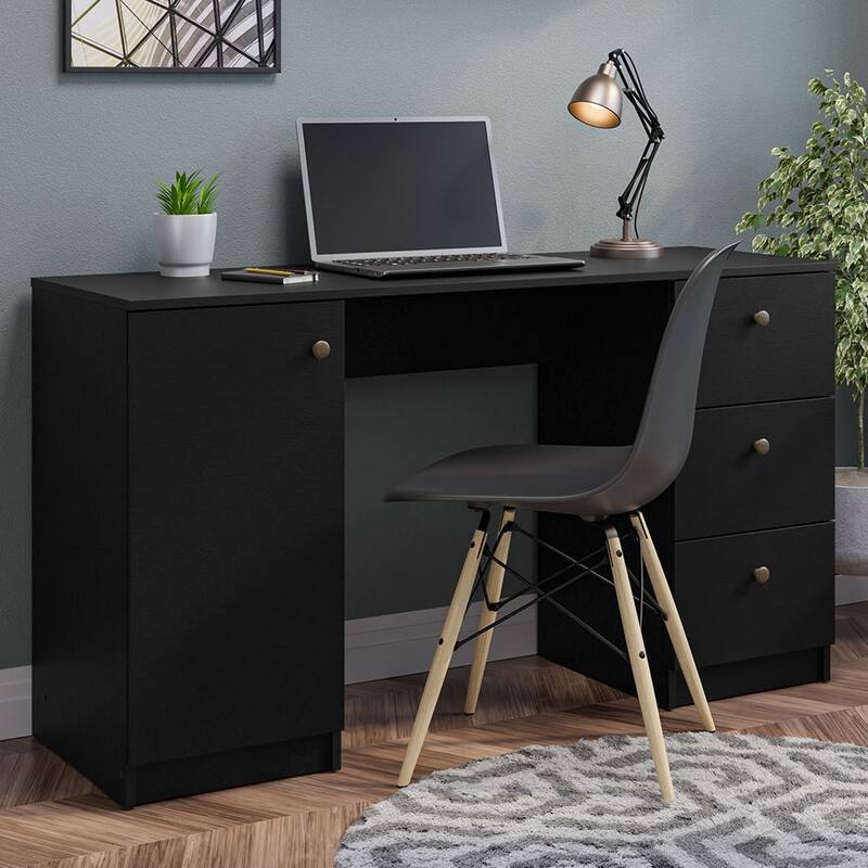Madesa Home Office Gaming Computer Desk, Cable Management and Large Monitor Stand, 30" H x 18" D x 53" W - White