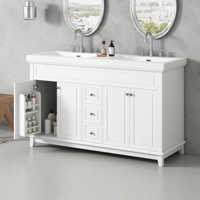 30" Blue Bathroom Vanity with Ceramic Sink - Soft-Close Drawers, Solid Wood Frame, Multi-Organizer Storage