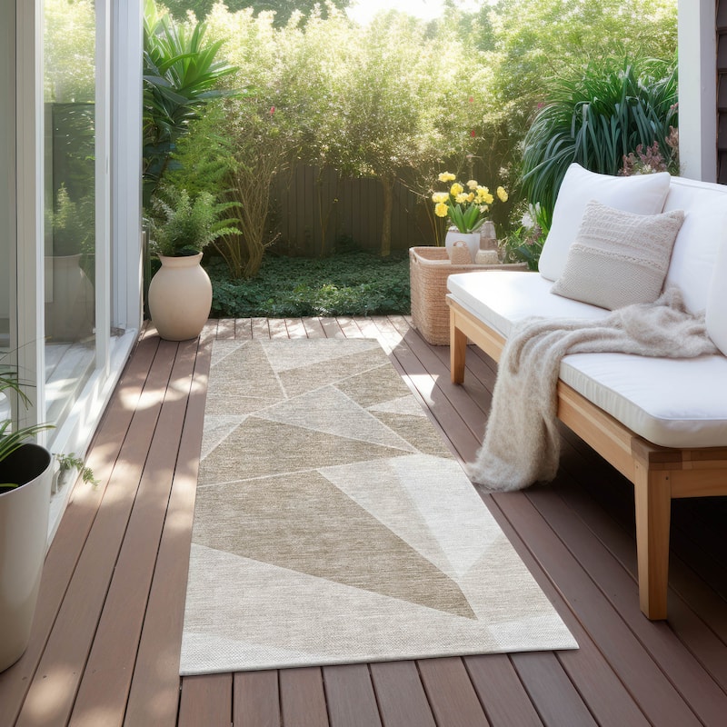 Machine Washable Indoor/ Outdoor Chantille Modern Mosaic Rug
