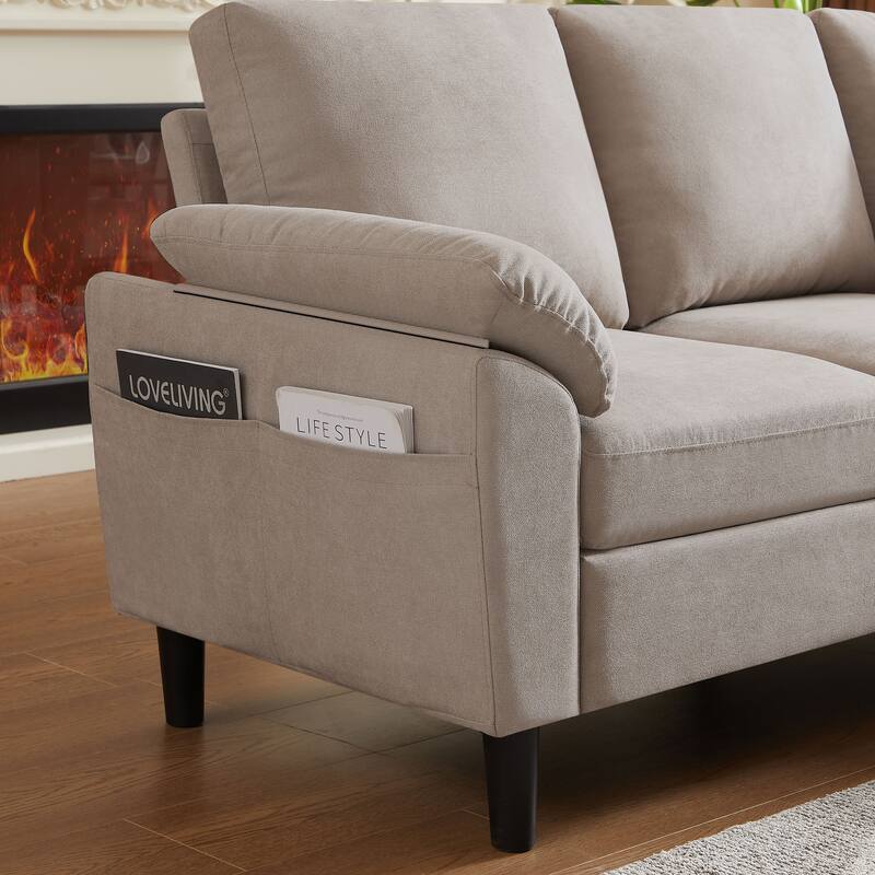 Jarenie 79.72" L Shaped Sofa with Storage Ottoman for Living Room
