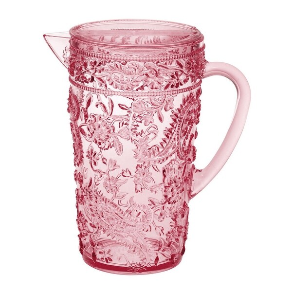 2.5 Quarts Water Pitcher with Lid, Paisley Unbreakable