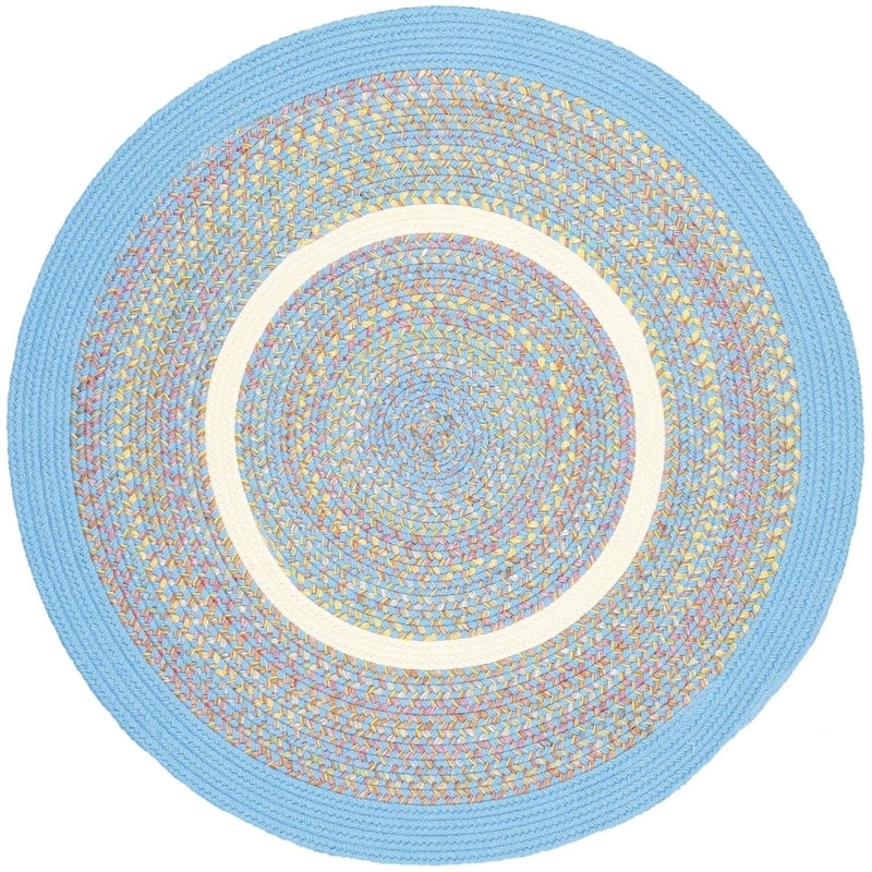 Rhody Rug Kid's Place Indoor/Outdoor Braided Area Rug - Aqua Blue - 4' Round