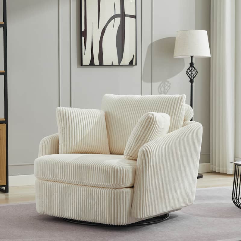 40.6" W Upholstered Swivel Accent Sofa Chair With Pillows