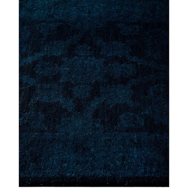 Overton Hand Knotted Wool Vintage Inspired Modern Contemporary Overdyed Black Runner Rug - 2' 7" x 19' 6"