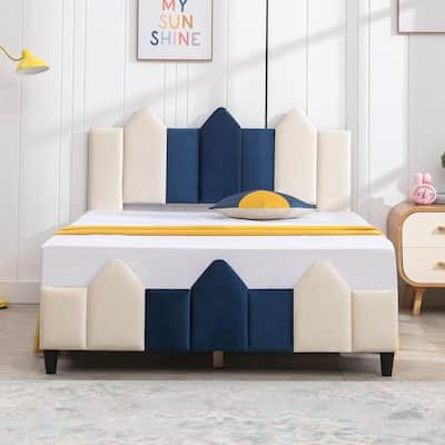 Mixoy Kids Bed Frames,Upholstered Platform Bed Frame for Children with Headboard,Toddler Bed For Teens