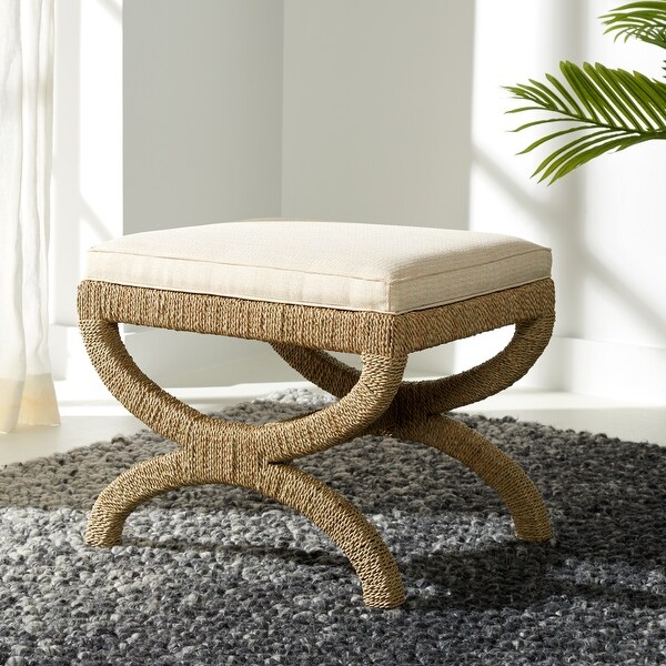Safavieh Aikan Woven Sea Grass Ottoman Natural Beige