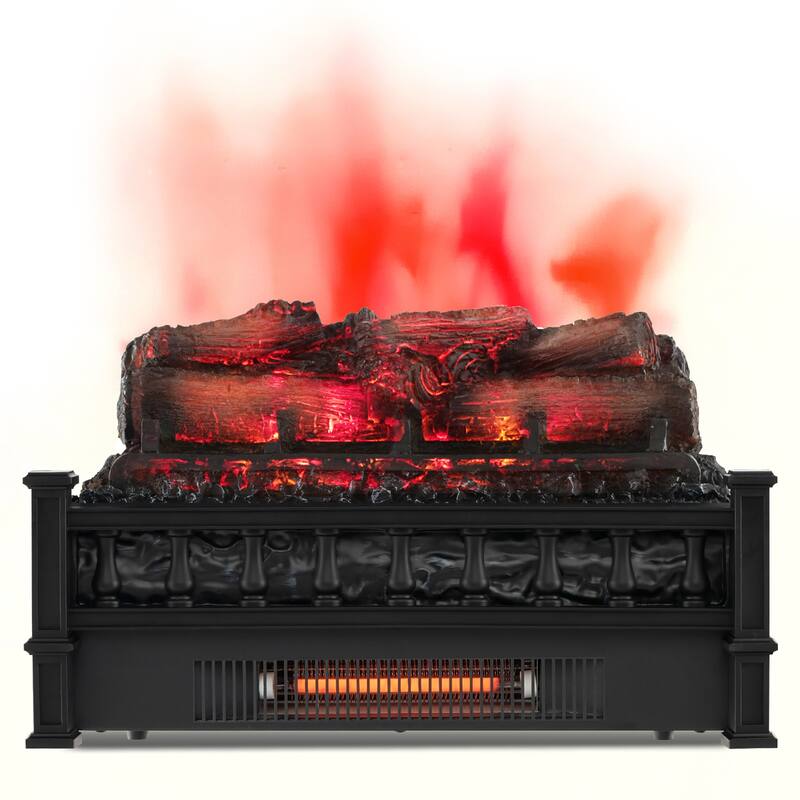 Gymax 20'' Infrared Quartz Electric Fireplace Heater W/ Pinewood Ember - Black