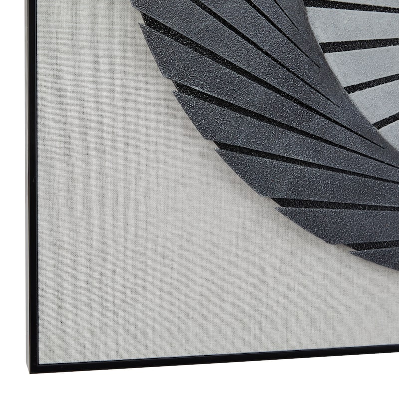 Gray Wood 3D Spiral Geometric Shadow Box with Black Frame