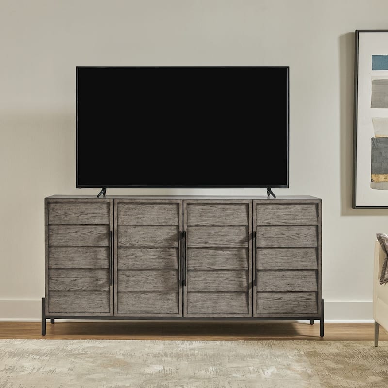 Liberty Furniture Pelicans Bluff 74 Inch Accent TV Console - Width 74" x Depth 18" x Height 36" - Width 74" x Depth 18" x Height 36" - Coastal Fog