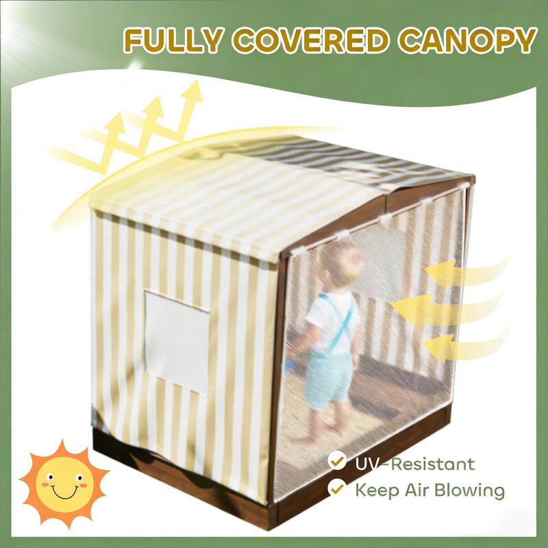 GDFStudio Outdoor Nilo Kids Sandbox with Canopy, Seating, and Storage