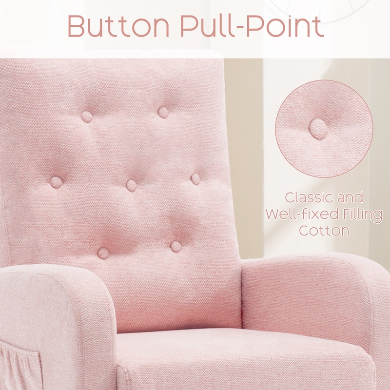 HOMYKA Swivel Rocking Upholstered Armchair Nursery Glider Linen Accent Chairs
