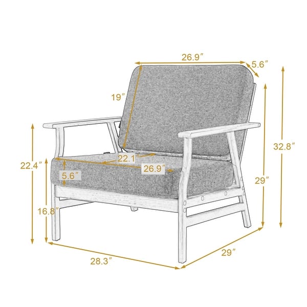 dimension image slide 1 of 2, Jamie 2 Set 31" W Outdoor Acacia Wood Club Chairs with Cushions