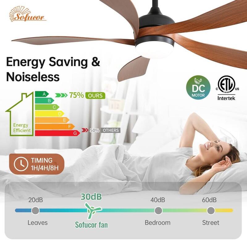 52"/66" Inch Ceiling Fan with Light,APP and Remote Control, Low Profile,Smart Optional