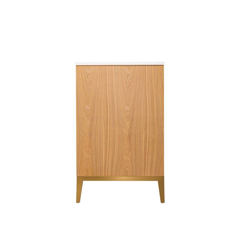 36"/48"/60" W Width Solid Wood Bathroom Vanity with Stain-resistant Carrera White Quartz Top and Sink