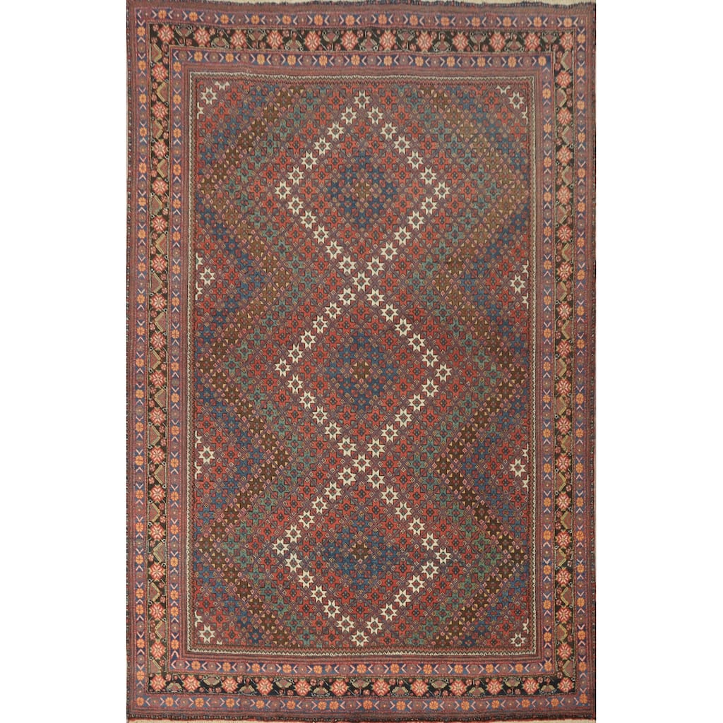 Hand Knotted Oriental 100% Wool Carpet Traditional Geometric Multi-Colored Bakhtiari Area Rug - 10' 4'' X 7' 4''