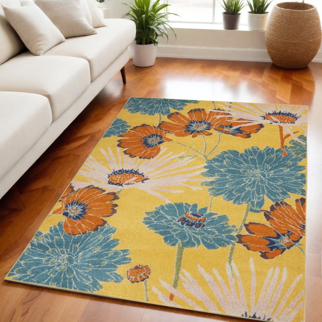 Power Loomed Floral Traditional Low Pile Area Rug - 87' X '63' X '0.25