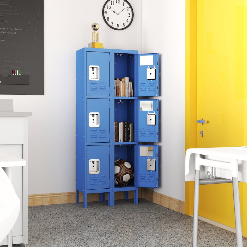 66"H Metal Lockers for Employees with 3 Door Storage Locker for Employees Gym School Home Office Garag