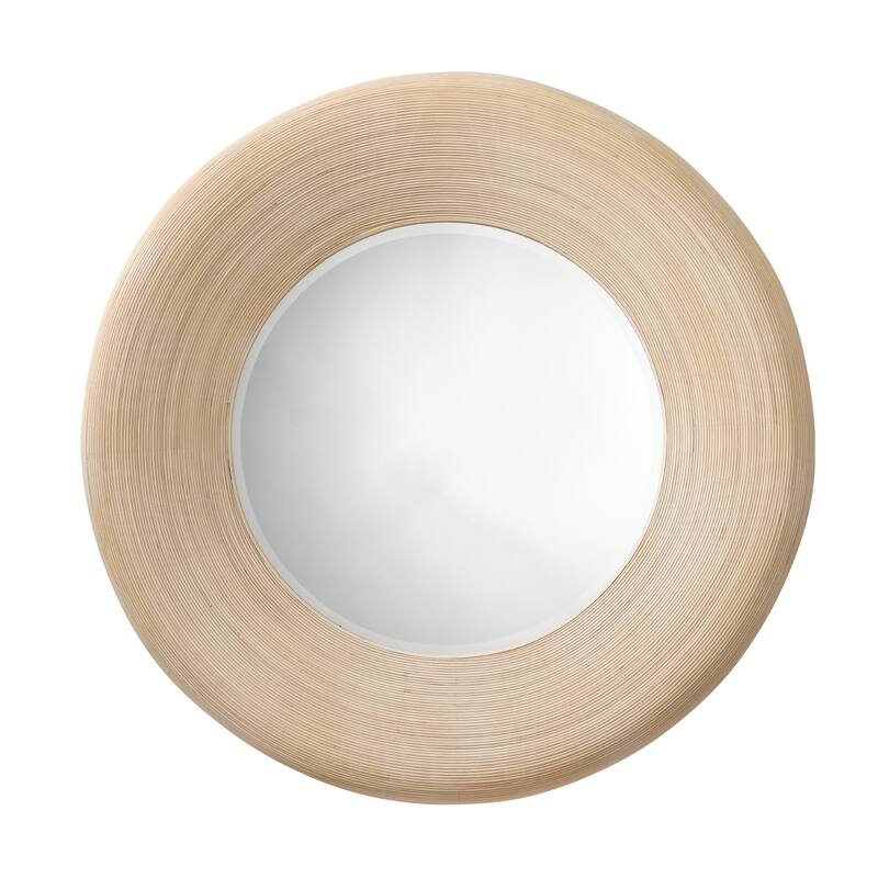 Jamie Young Paddock Bamboo Round Wall Mirror - Cream Bamboo