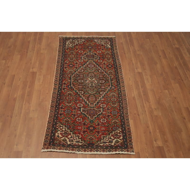 Hand Knotted Oriental 100% Wool Carpet Traditional Medallion Oranges & Rust Tabriz Area Rug - 5' 9'' X 2' 10''