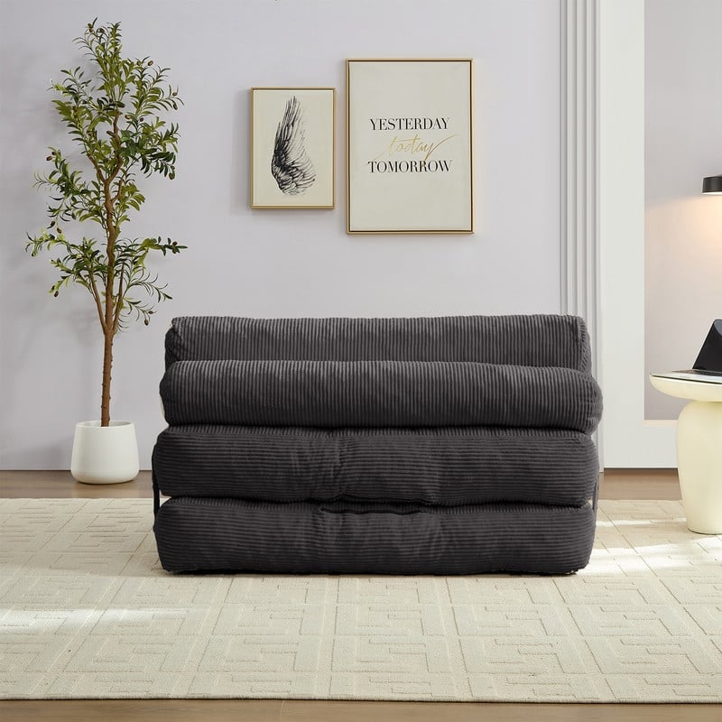 Mixoy W32''/W50'' Corded Velvet Fabric Folding Floor Lazy Futon Sofa Bed