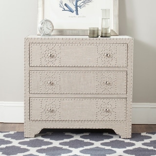 SAFAVIEH Gordy Grey 3-drawer Silver Nailhead Chest