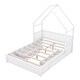 preview thumbnail 9 of 15, Wood Queen Size House Platform Bed with Guardrail and 2 Drawers