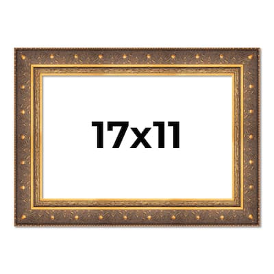 17x11 Frame Vintage Gold Solid Wood Picture Frame | 2.5 Inch Moulding