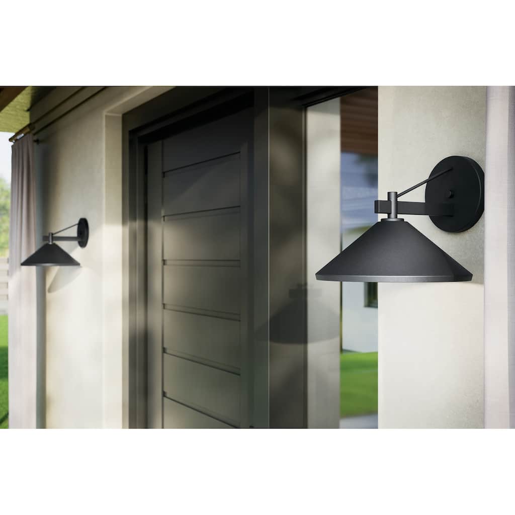 Kichler Lighting Ripley 10 in. 1-Light Black Outdoor Wall Sconce - 10 in