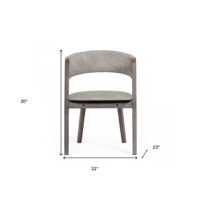 HomeRoots Set of Two Gray and Brown Upholstered Fabric Dining Arm Chairs