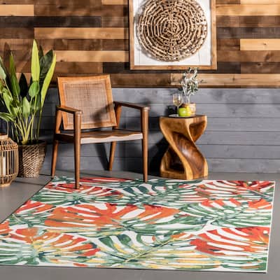 Nuloom Multi Indoor/ Outdoor Contemporary Tropical Palm Leaf Area Rug
