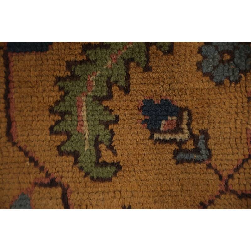 Hand Knotted Oriental 100% Wool Carpet Transitional Floral Oranges & Rust Oushak Area Rug - 8' 0'' X 6' 7''