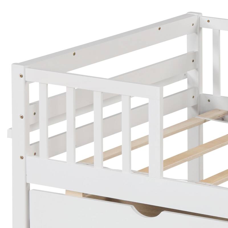 Twin Daybed with Fence and Storage Drawers Kids Bed