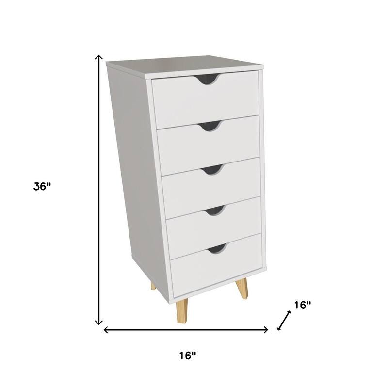 HomeRoots 16" White Solid Wood Five Drawer Lingerie Chest