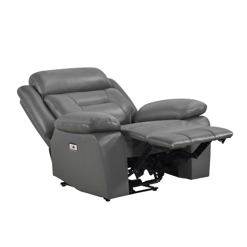 Conia Power Reclining Chair, Dark Gray Top Grain Leather, USB Port
