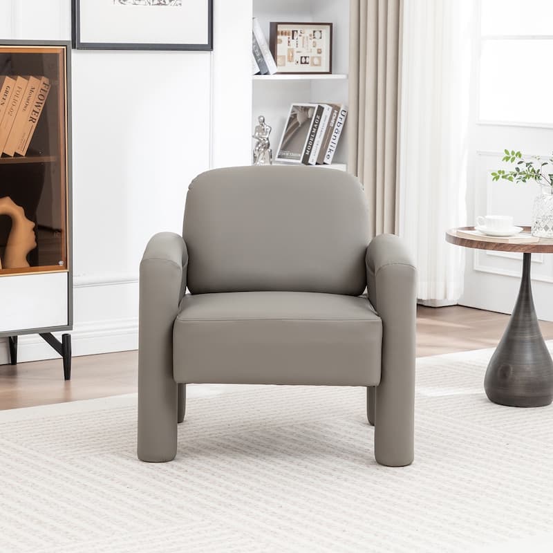 SEYNAR Modern PU Leather Accent Chair with Tubular Multifunctional Legs for Living Room