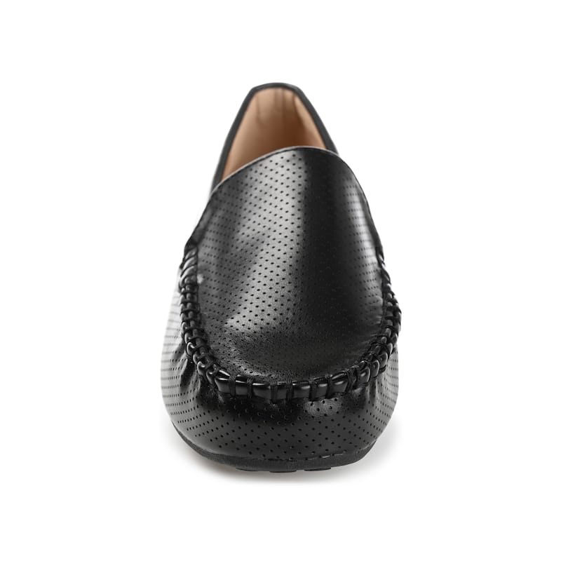 Journee Collection Women's Halsey Comfort Insole Slip On Round Toe Loafer Flats - Wide - Black PU - 7