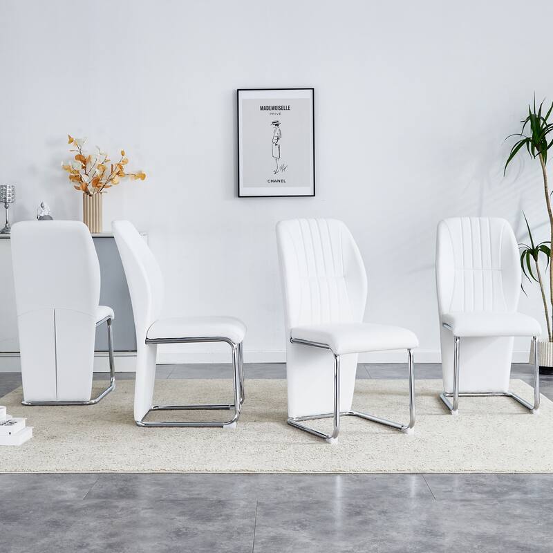Set of 4 modern minimalist dining chairs in PU material